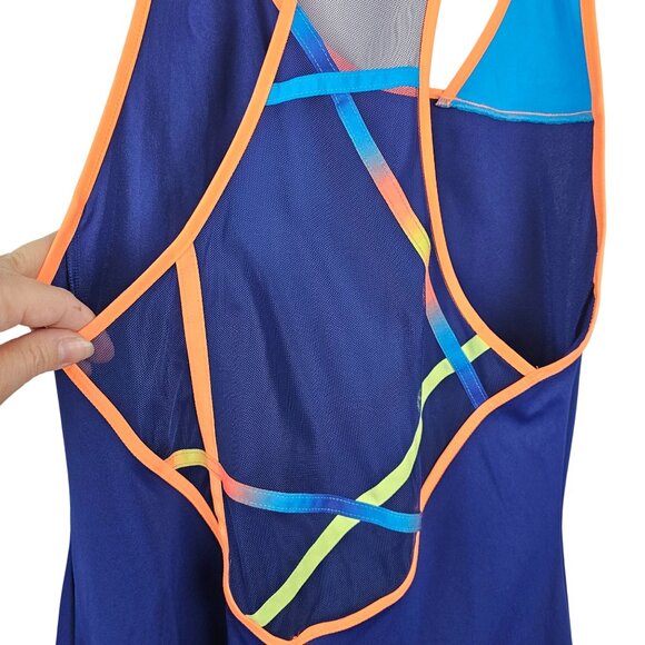 Athleisure Workout Comfy Running Tennis Dress Adidas S Blue Orange Geometric Top - Picture 6 of 14